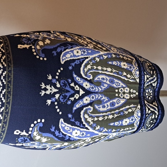 Chelsea & Violet Black, Blue & Olive Print Stretch Knit Dress With Open Shoulder - Picture 6 of 10